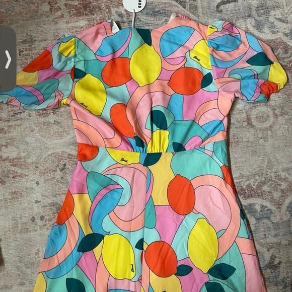 NWT Staud Milla mini-dress in Citrus Kaleidoscope - size 16 - Picture 2 of 6